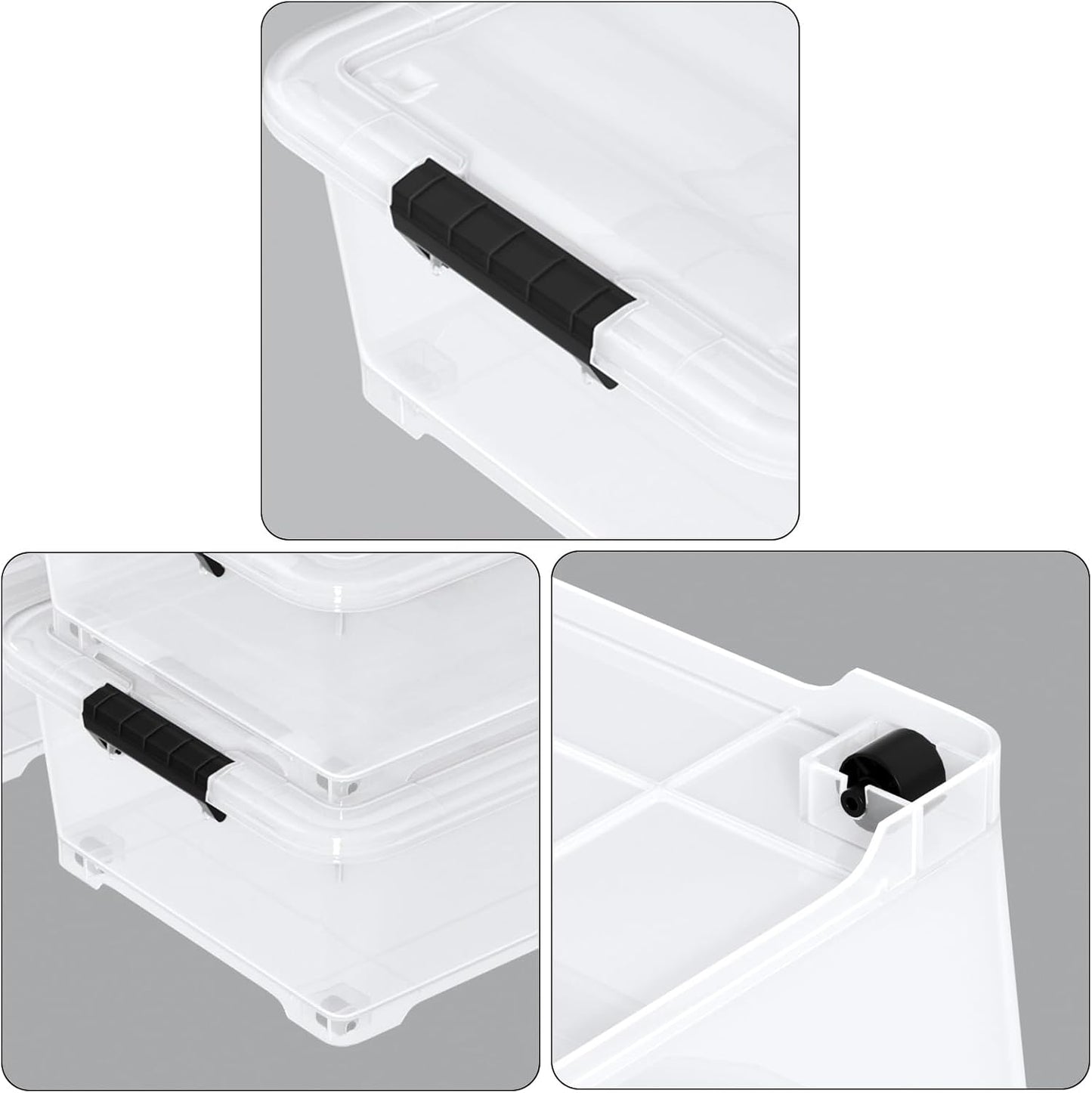 40 Quart Plastic Clear Underbed Storage Bin with Wheels, 3 Packs | Stackable Large Flat Under Bed Organization Boxes with Lids
