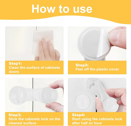 8 Packs Cabinet Door Locks for Baby Proof and Child Safety Cabinet Locks with Adhesive for Drawer Cupboards Fridge Closet Pantry Childproof Safety Locks for Protecting Kids
