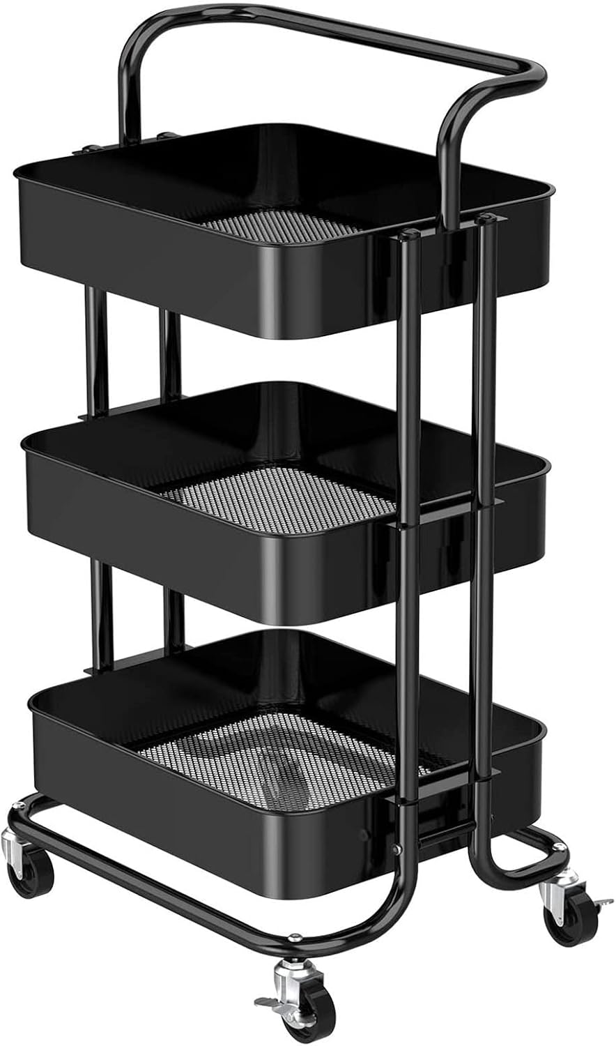 JATIBOSH Slim Rolling Storage Cart 3 Tiers Bathroom Organizer Utility Cart Slide Out Storage Shelves Mobile Shelving Unit for Room Bedroom Office Bathroom Laundry