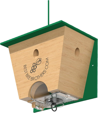 Best Bee Brothers Turbo Trap 2.0, Professional-Grade Carpenter Bee Trap for Outside with Bee Vault, Large Viewport & Spring-Loaded Door, 4.1” W x 4.8” H x 5.9” D