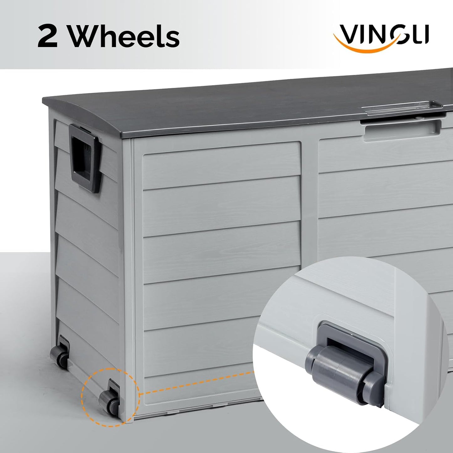 VINGLI 75 Gallon Outdoor Storage Box, Lockable Plastic Storage Containers with Lid, Patio Deck Box Furniture for Garden, Pool, Balcony, Yard (Coffee)