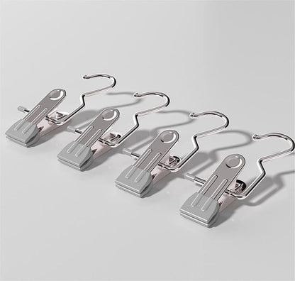 Clips for Hanging, Clothes Drying Clip Multifunctional Seamless Towel Hat Sock Windproof Pants Clip, Stainless Steel Hook Hanger Clips for Pants, Socks, Towels, Hats, Boots, and Travel