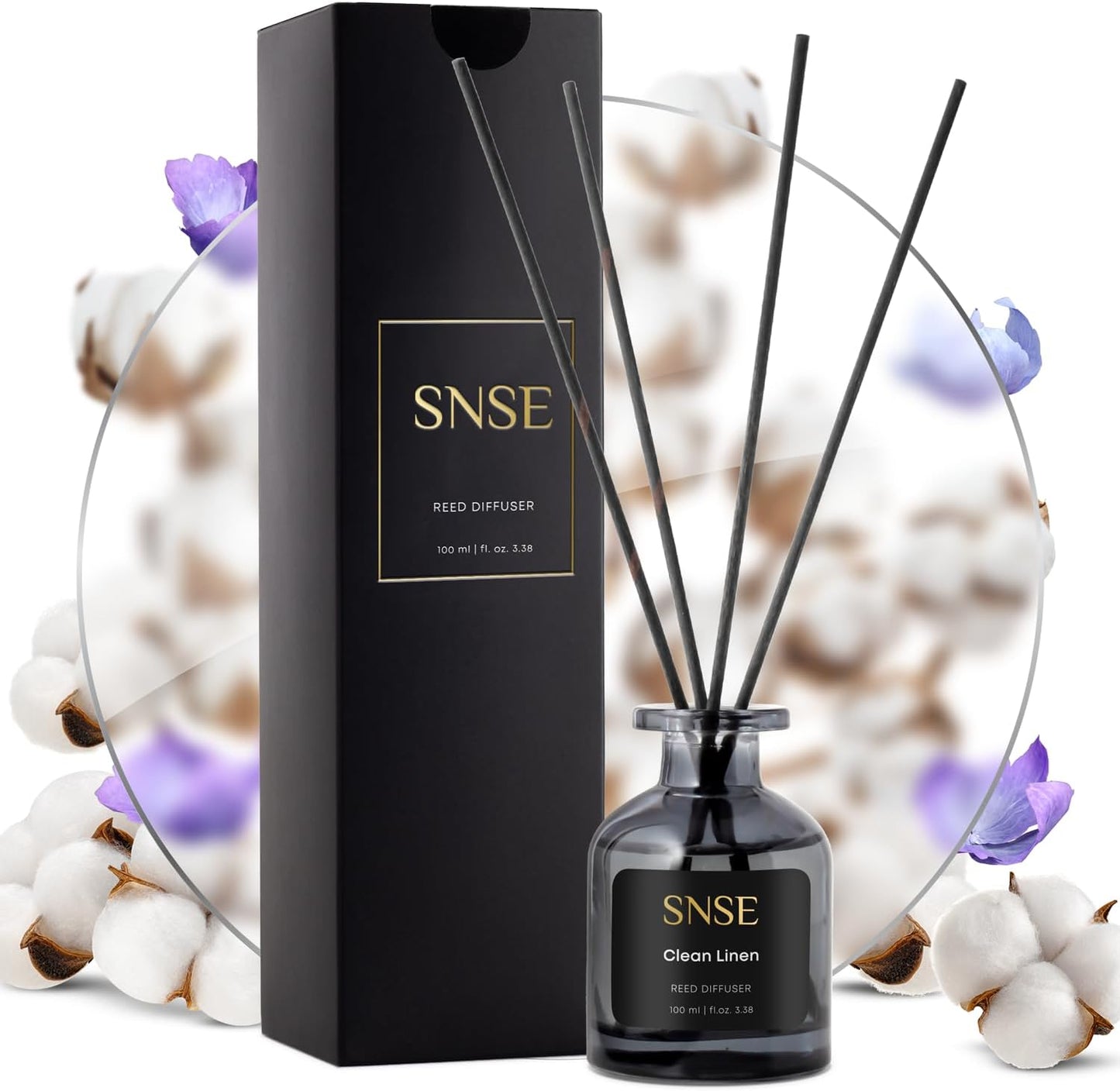 SNSE Clean Linen Reed Diffuser Set | 3.38 oz Scent Fragrance Oil Diffuser for Bedroom, Bathroom, Home Décor and Gift, Decorative Air Fresheners with Sticks