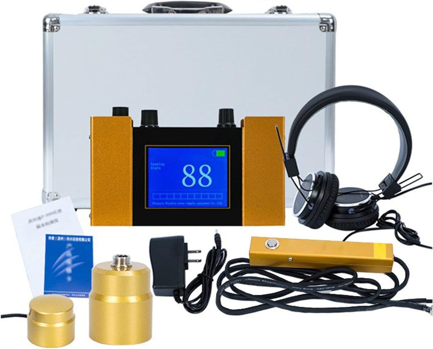 Underground Water Leak Detector, Water Pipe Leakage Monitor, Under Sink Sensor with Headset and Adjustable 4 Gears for Reducing Floor Heating Water Leakage Waste