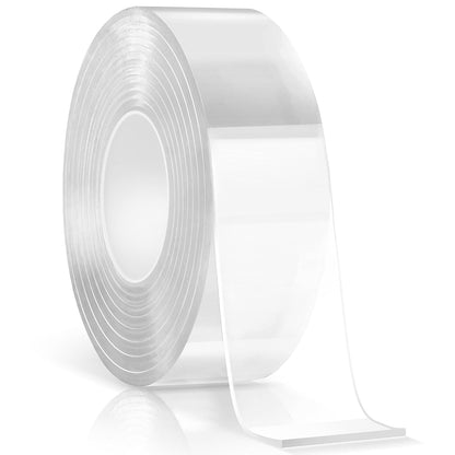 FlyCoco Double Sided Tape Heavy Duty Removable Wall Tape, Multipurpose Strong Clear & Tough Nano Mounting Adhesive for Home Office Wall Decor, Poster Hanging, DIY Projects, Carpet, Automotive Trim