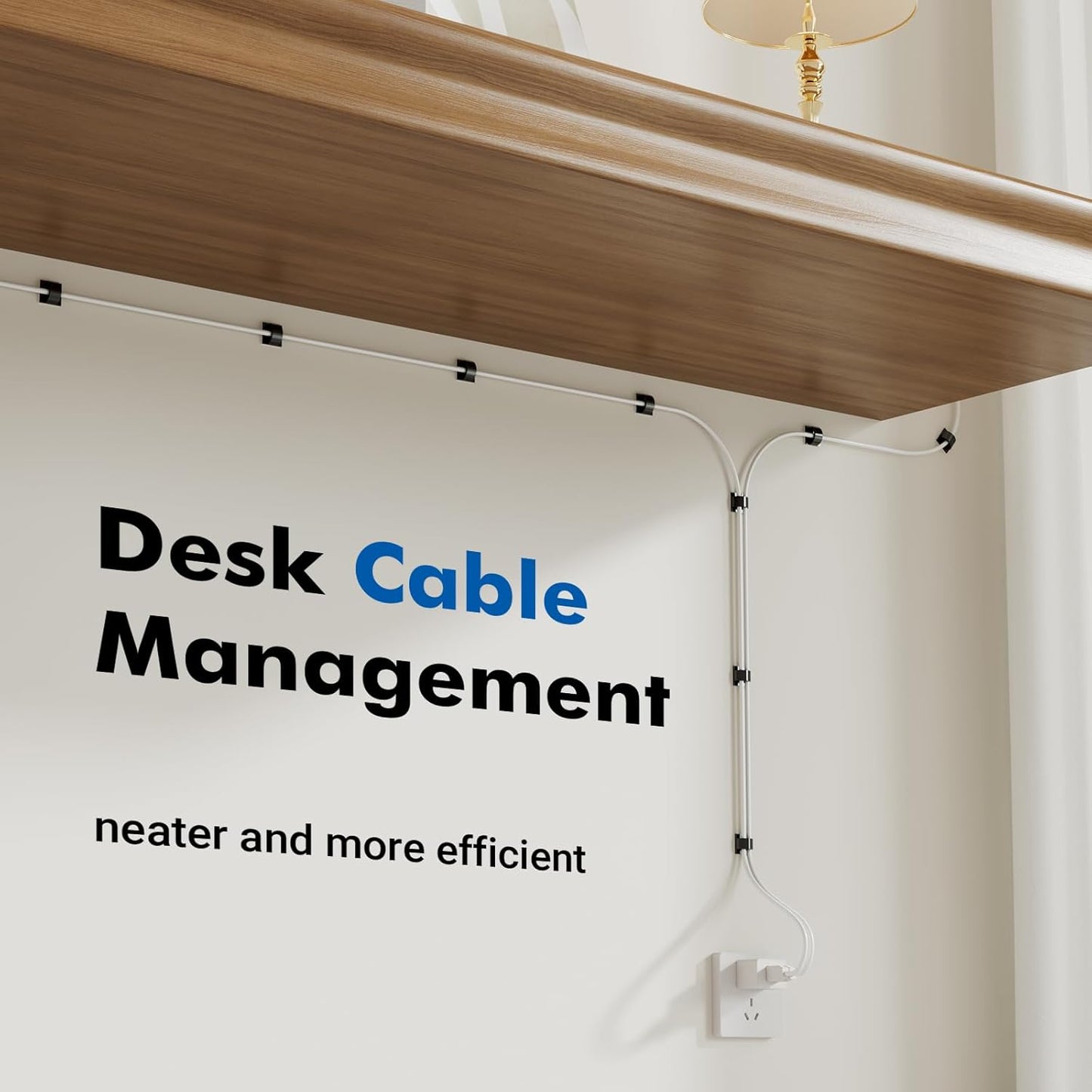 60Pcs Adhesive Cable Clips, Black Small, Cord Holder, Cord Clips for Dash cam, Ethernet Cable, Christmas Lights, USB, Phone Chargers, The Wall, Desk, nightstand, Car