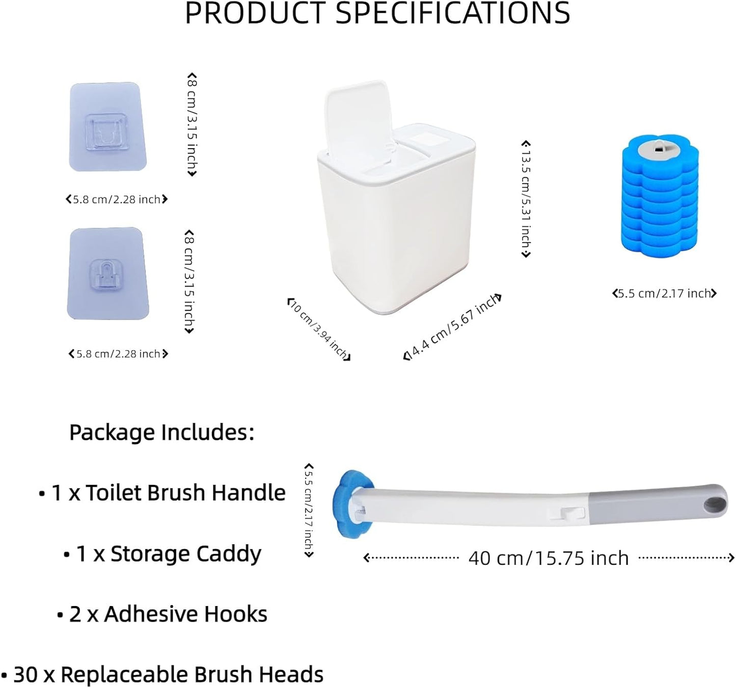 Disposable Toilet Brush and Holder Set with 30 Refills – Wall Mounted Toilet Bowl Cleaner Brush Kit, Deep Hygienic Cleaning with Toilet Wand Refills