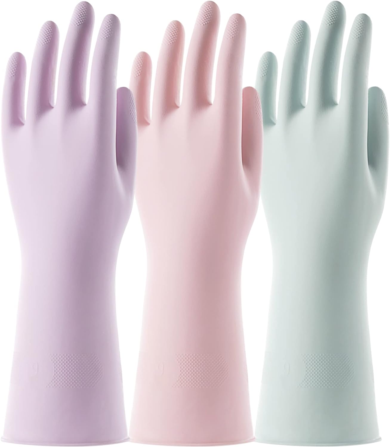 COOLJOB Medium Household Rubber Gloves with Cotton Liner & Non-slip Grip, Waterproof Long Lasting Dishwashing Gloves for Kitchen & Bathroom Cleaning, Light Pink, 1 Pair