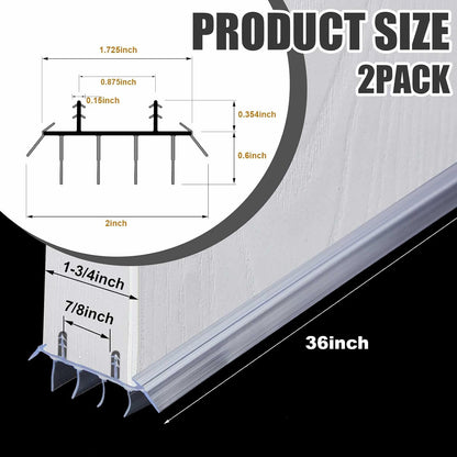 Pushglossy 1 Pcs Replacement Door Bottom with Vinyl Fins 36" Long 1 3/4" Wide Threshold Seal Bottom of Door Weatherstrip Kerf Weather Stripping for 7/8" Between Barbs (White)