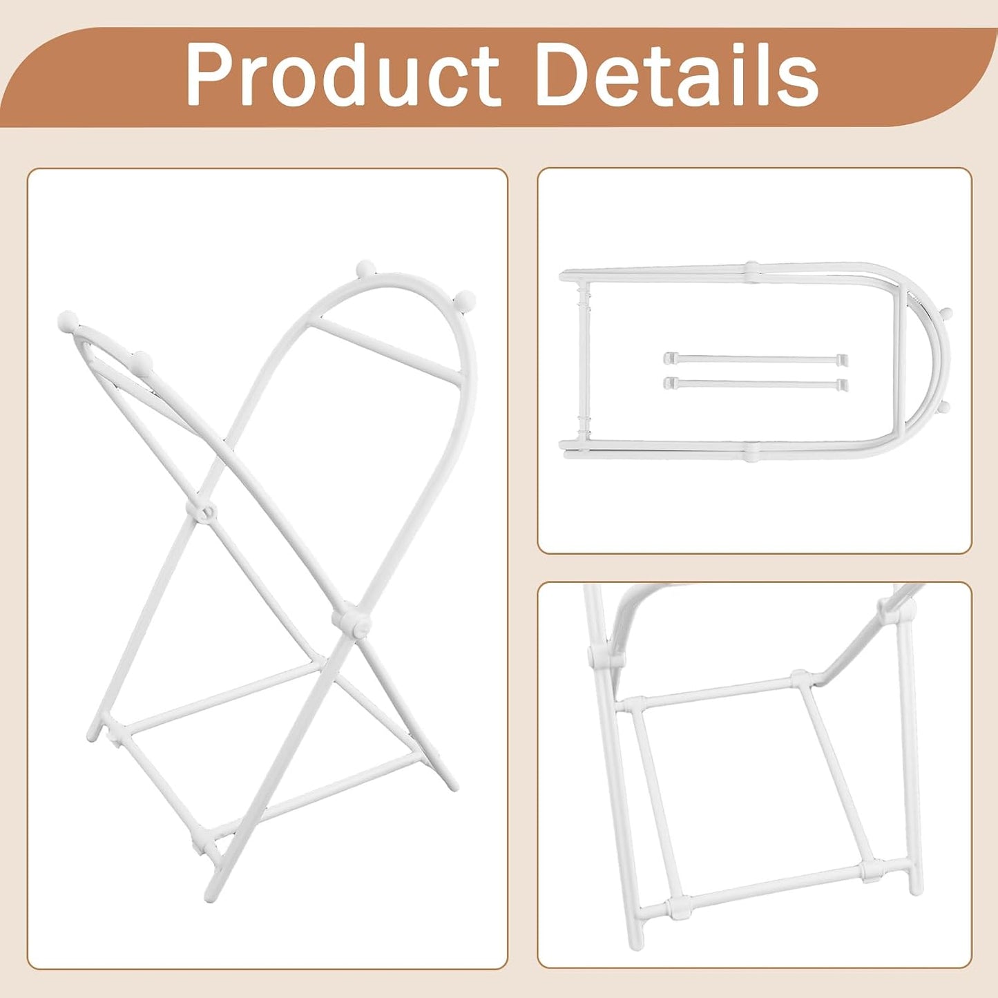 Trash Bag Stand, Foldable Trash Bag Holder Kitchen Trash Bag Rack Indoor Outdoor Trash Can Stand for Kitchen, Camping, Picnic (White)