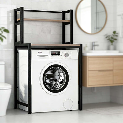 Over The Washer Storage Shelf – Space Saving Laundry Room Organizer, Sturdy Bathroom Storage Rack for Laundry Essentials(White,Two Layers)