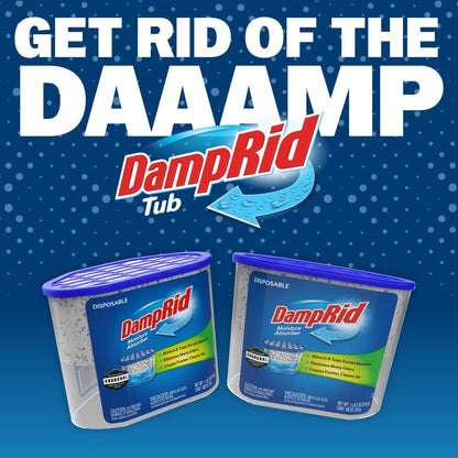 DampRid Fragrance Free Disposable Moisture Absorber with Activated Charcoal, 18 oz., 3 Pack, Moisture Absorber & Odor Remover, Lasts Up To 60 Days, No Electricity Required