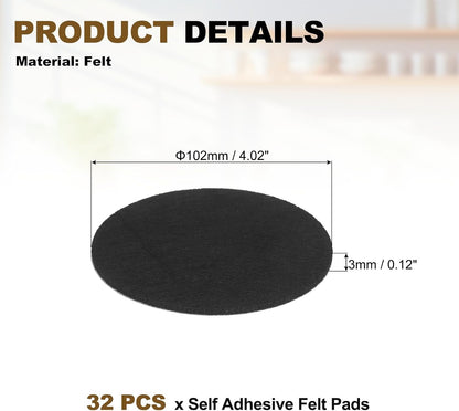 uxcell 32Pcs Non Slip Furniture Pads, 3" Round Self Adhesive Felt Bumpers Noise Reducing Furniture Feet Floor Protector for Chairs Tables Furniture Legs (White 0.2" Thick) - Colors B