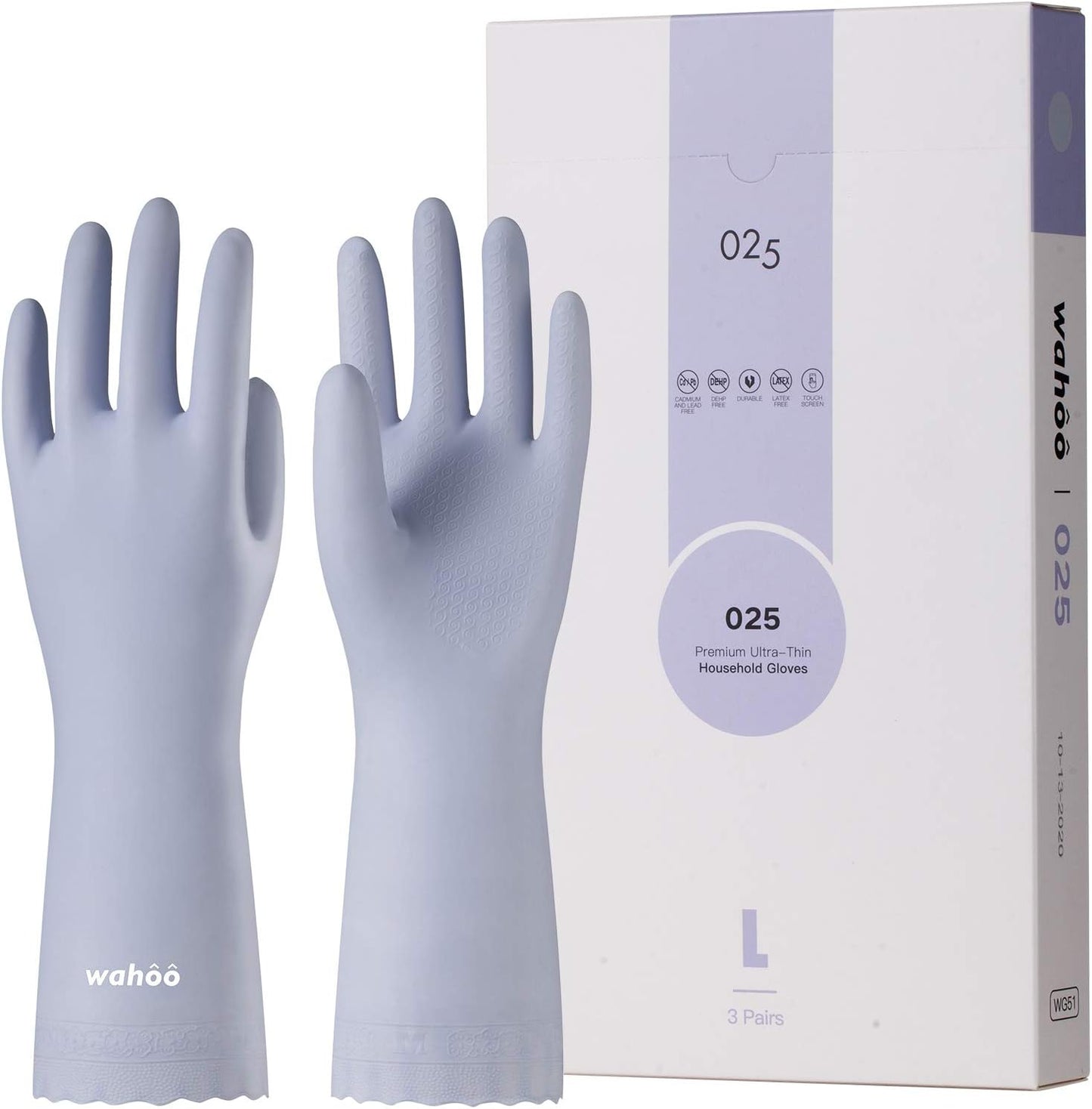 LANON Protection wahoo PVC Dishwashing Cleaning Gloves, Reusable Unlined Kitchen Gloves, Non-Slip, Large