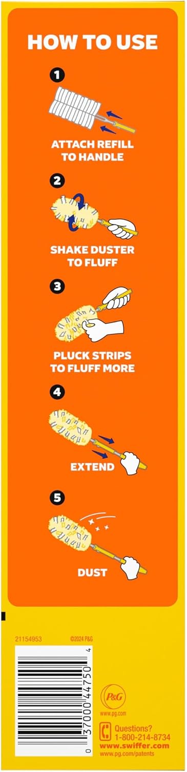 Swiffer Duster Kit with 3 ft Extendable Handle | Includes 1 Duster Extendable Handle (3 ft). 3 Heavy Duty Duster Refills. For Ceiling Fans, Vents, and Hard to Reach Places