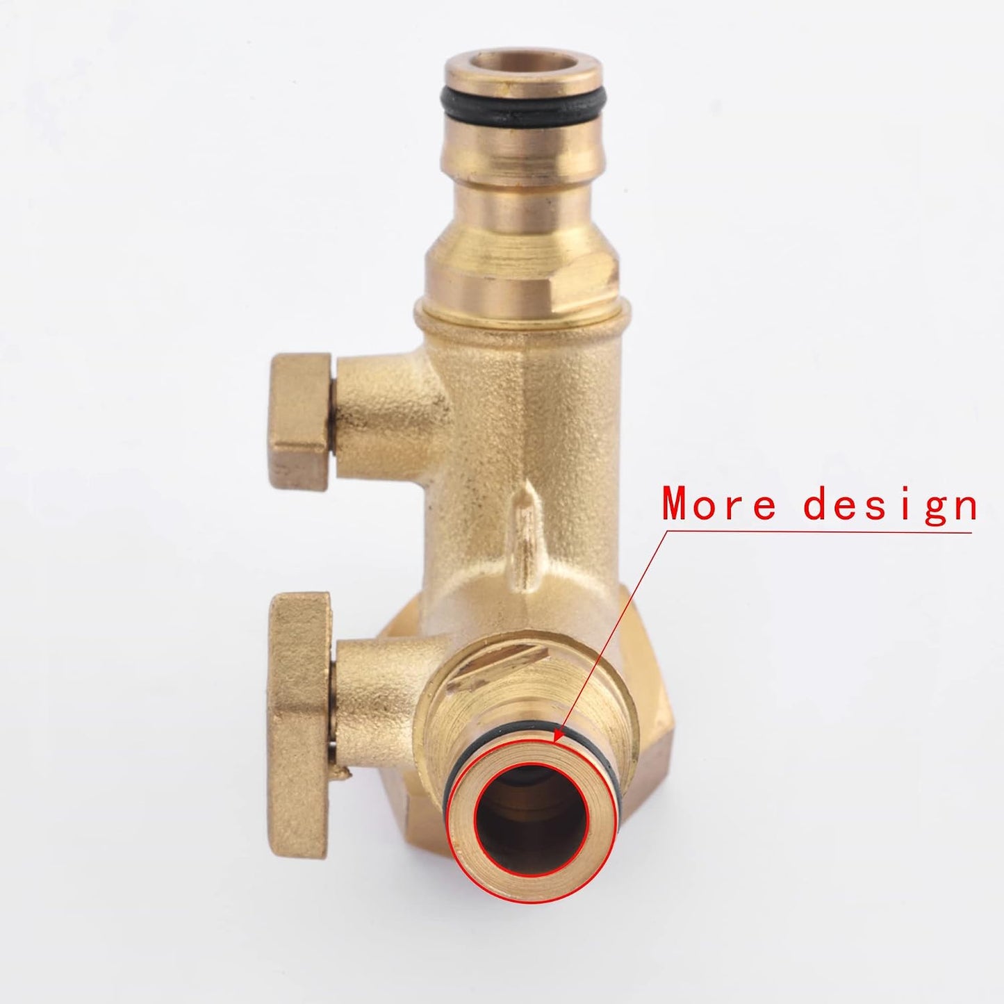 never break NPT3/4 Copper two Outlet Solid Brass Quick Connector Faucet Diverter Valve 2 Way Heavy Duty Brass Garden Hose Splitter, Hose Connector 3/4", Hose Spigot Adapter with 2 Valves (2-Way)