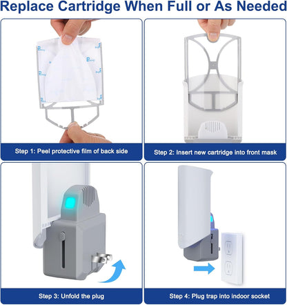 Flying Insect Trap, Plug-in UV Light for Gnats, Fruit Flies and Houseflies, Silent Sticky Catcher for Indoor Use, 1 Device & 3 Refills