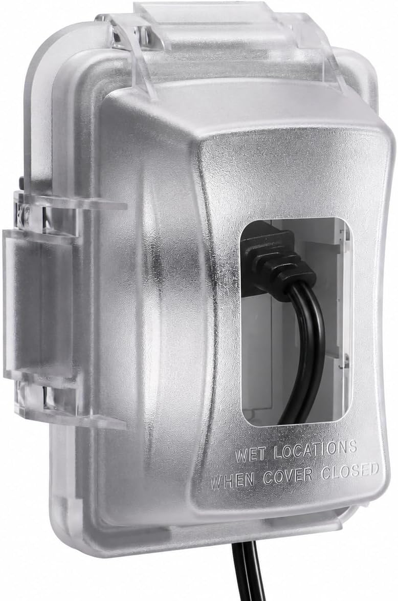 XNHTAI 1-Gang In-Use Weatherproof Outlet Cover, Outdoor Electrical Protective Cover, Horizontal or Vertical Use, Fits Decorator, Duplex Outlet and Toggle Switch, Clear
