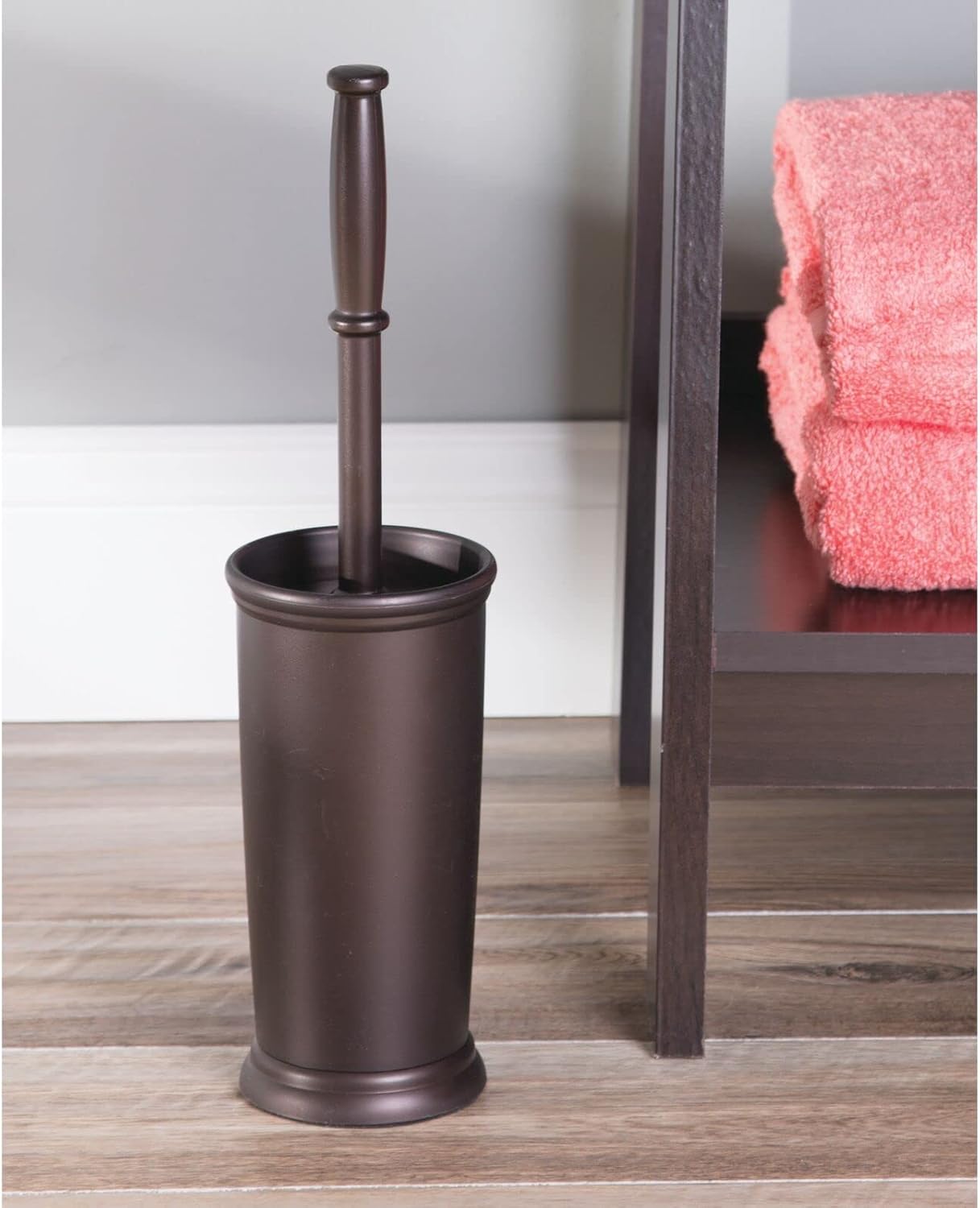 mDesign Metal Freestanding Slim Toilet Bowl Brush and Holder