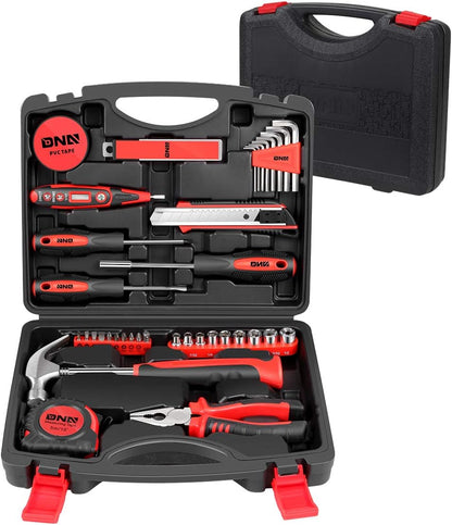 DNA MOTORING Red 46 PCs Home Tool Set Electonic Repair Precision Screwdriver Voltage Tester Hammer Plier DIY Kit (TOOLS-00011)