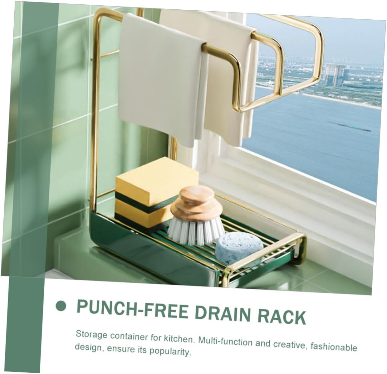 LABRIMP Quality Iron Wall Hanging Drain Rack Duster Cloth Drying Rack Kitchen Accessories Storage