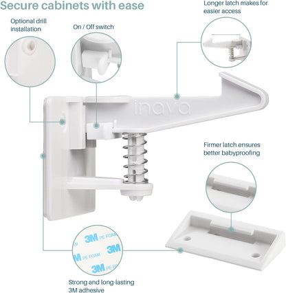 Inaya Complete Baby Proofing Kit - Child Safety Hidden Locks for Cabinets & Drawers, Adjustable Safety Latches, Corner Guards and Outlet Covers - Baby Proof Pack to Keep Your Child Safe at Home