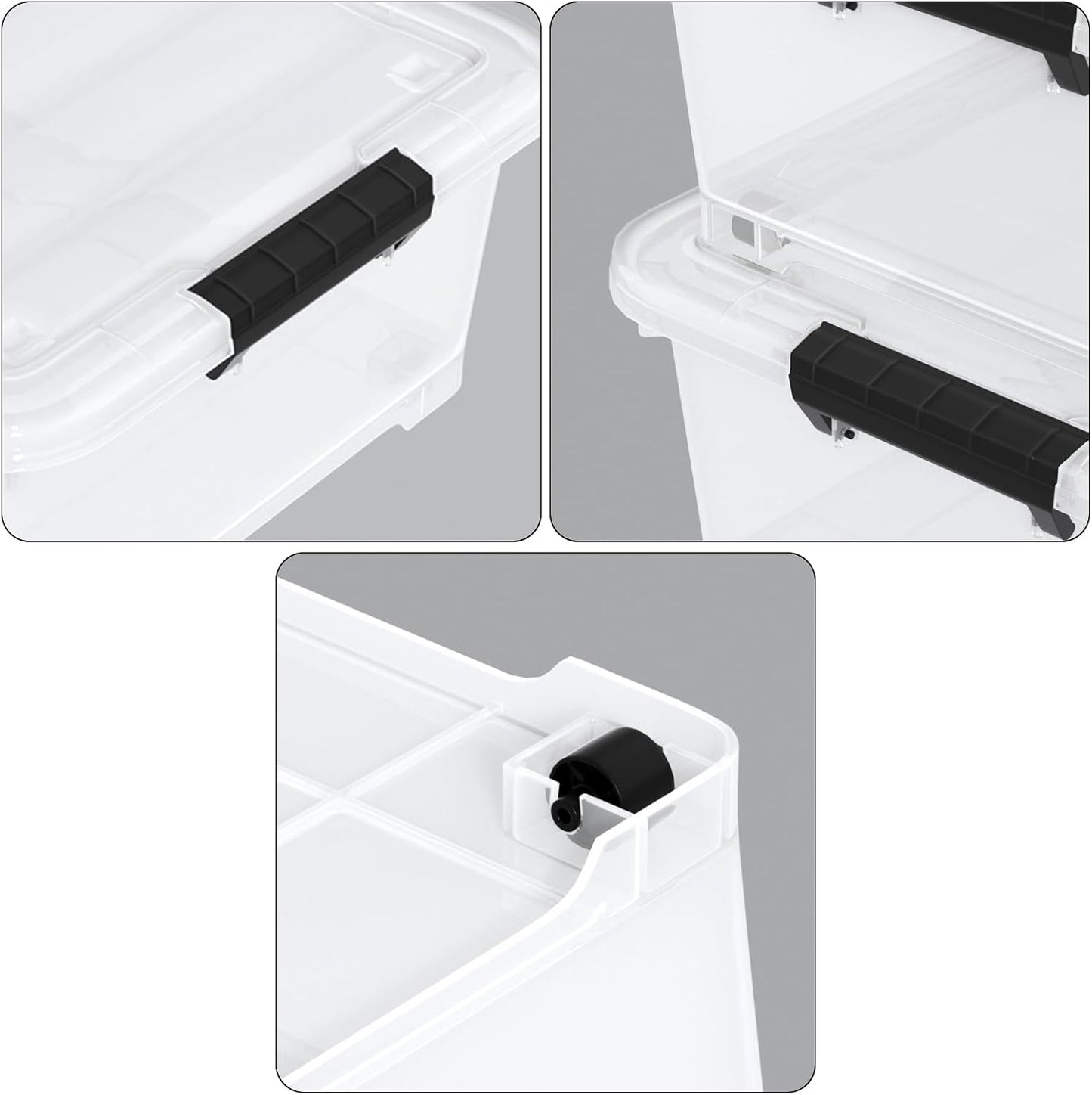 3-Pack Wheeled Plastic Under Bed Storage Box with Lids, 40 L | Under Bed Storage Bin, Secure Side Latch Lid, Built-In Rolling Wheels, Stackable Design, Perfect for Under Bed Storage