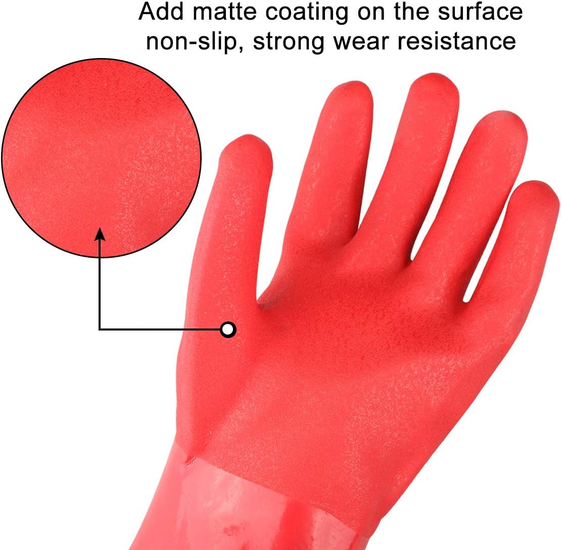 Eiito Extra-Long 26" Rubber Pond Gloves, Chemical Resistant PVC Reusable Heavy Duty Waterproof Cleaning Glove