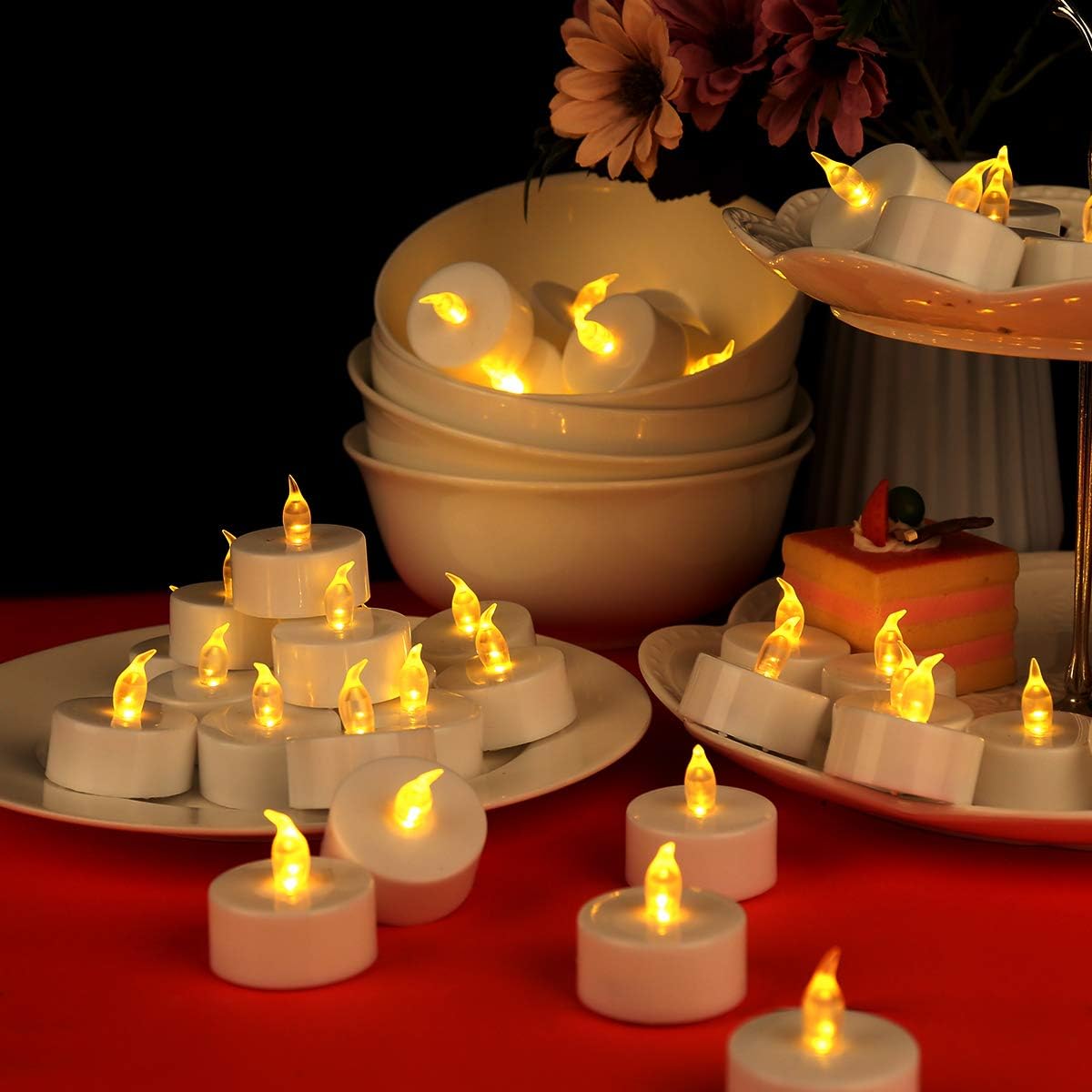 Flameless Flickering LED Battery Candles :Set of 3 Ivory Real Wax Pillar Operated Fake Faux Lights with Remote Control and Timer Function Flicker Candle for Decoration Christmas Votive Garden Outdoor