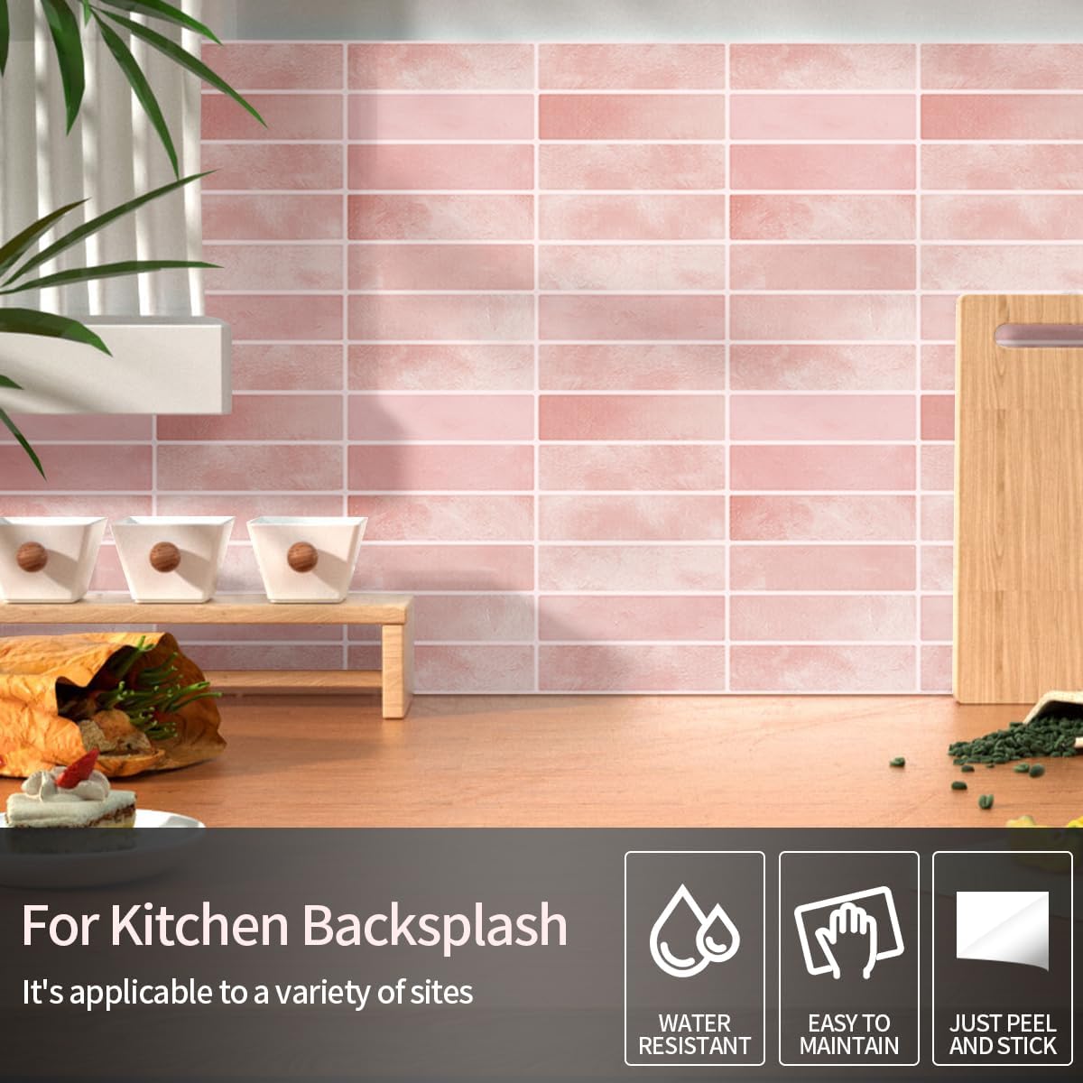 Peel and Stick Backsplash 3D Wall Tiles,Self-Adhesive,Oil Proof,Waterproof, Removable Wall Panels for Kitchen & Bathroom,Modern Design, Easy Install (10.7ft，12x9 inch,14 Pack) (Beige)
