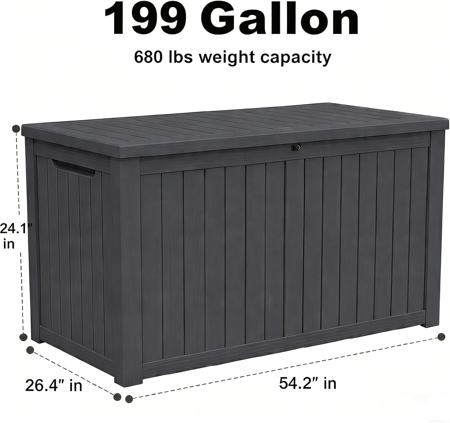 MAKINO 152 Gallon Resin Outdoor Storage Box, Waterproof Deck Box with Lockable Lid, Outside Storage Box for Patio Furniture, Pool Accessories, Garden Tools, Storage Bench for Backyard, Porch, Black
