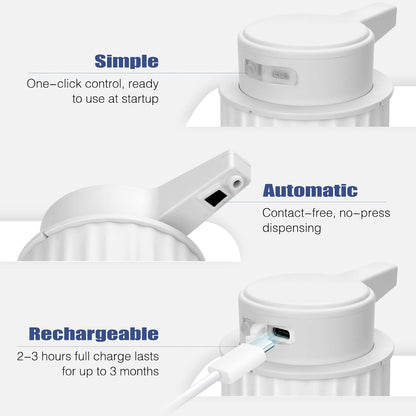 Automatic Soap Dispenser Foaming Touchless: 9oz Plastic Black - Rechargeable Electric Smart Auto Foam Soap Dispenser - Bathroom Kitchen Hand Dish Lotion