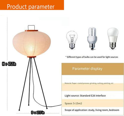 Japanese Paper Floor Lamp,Handmade Body Rice Paper Lantern Floor Lamp,with Chrome Nightstand Desk Lamp,Dimmable LED Rice Paper lamp with Foot Switch White Tall Standing Lamp Home Decor