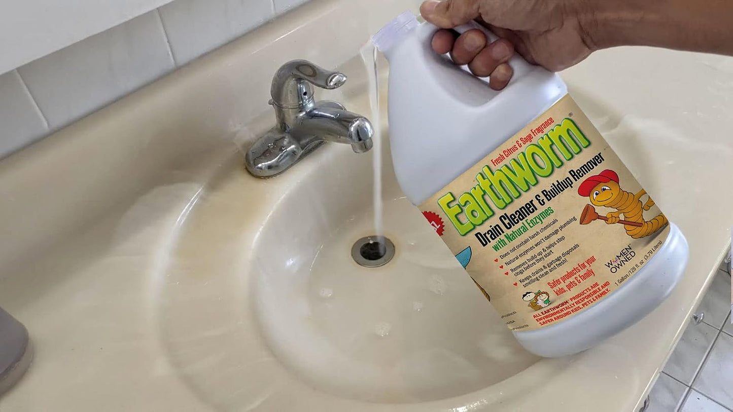 Earthworm Drain Cleaner - Drain Deodorizer - Natural and Family-Safe - 64 fl oz