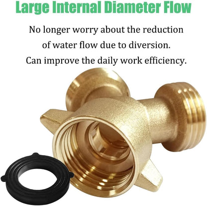 Joywayus 2PCS Brass 3/4" GHT Garden Hose Splitter Body Backyard 2 Way Y Shaped Connector Threaded Pipe Fitting Coupler Adapter with Washer