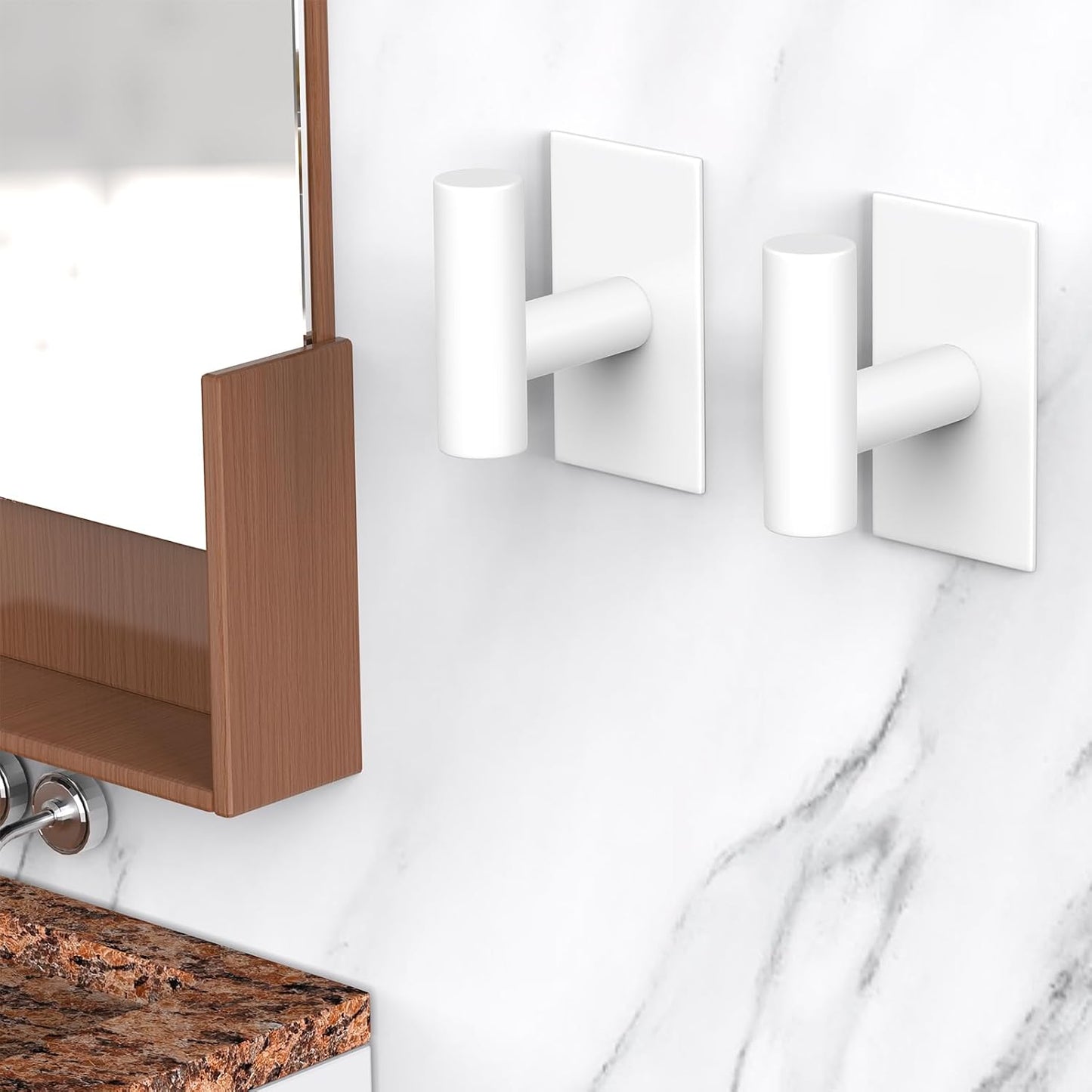 VAEHOLD Wall Towel Hooks, Heavy Duty Sticky Holder Waterproof Towel Hooks for Hanging Coat, Clothes, Closet Hook Wall Mount for Kitchen (Silver, 4 Pack)