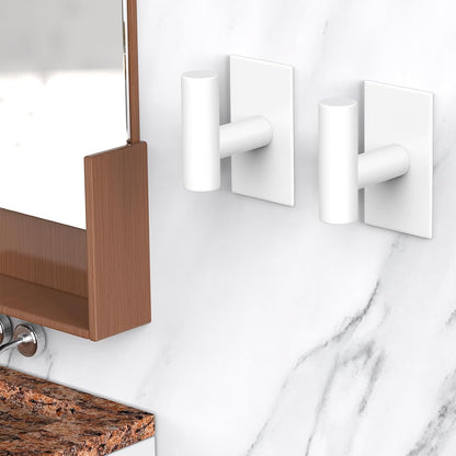 VAEHOLD Wall Towel Hooks, Heavy Duty Sticky Holder Waterproof Towel Hooks for Hanging Coat, Clothes, Closet Hook Wall Mount for Kitchen (Silver, 4 Pack)