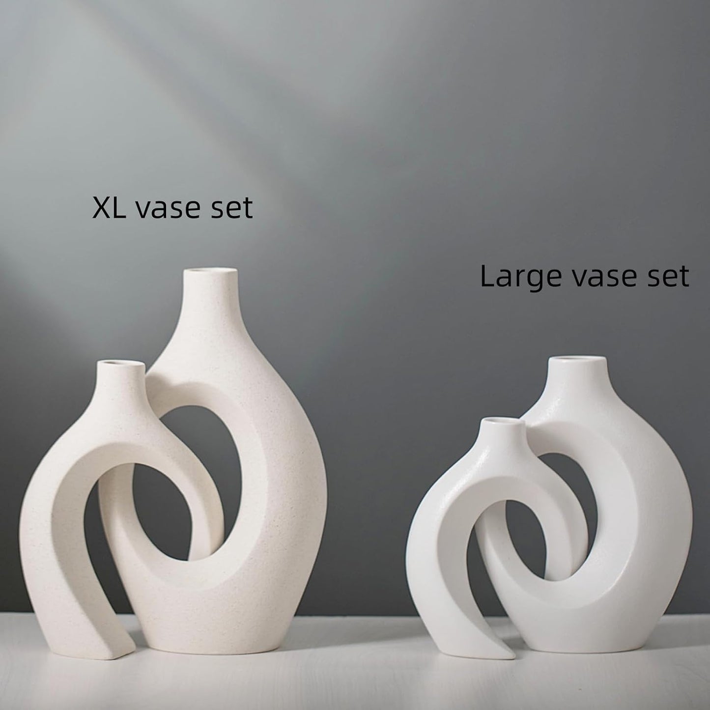 Levvohd Hollow Ceramic Vase Set of 2, Modern Nordic Minimalist Book Style Boho Aesthetic Vases for Home Decor Living Room Shelf Entryway Coffee Centerpiece Table Decorative (Cream White)