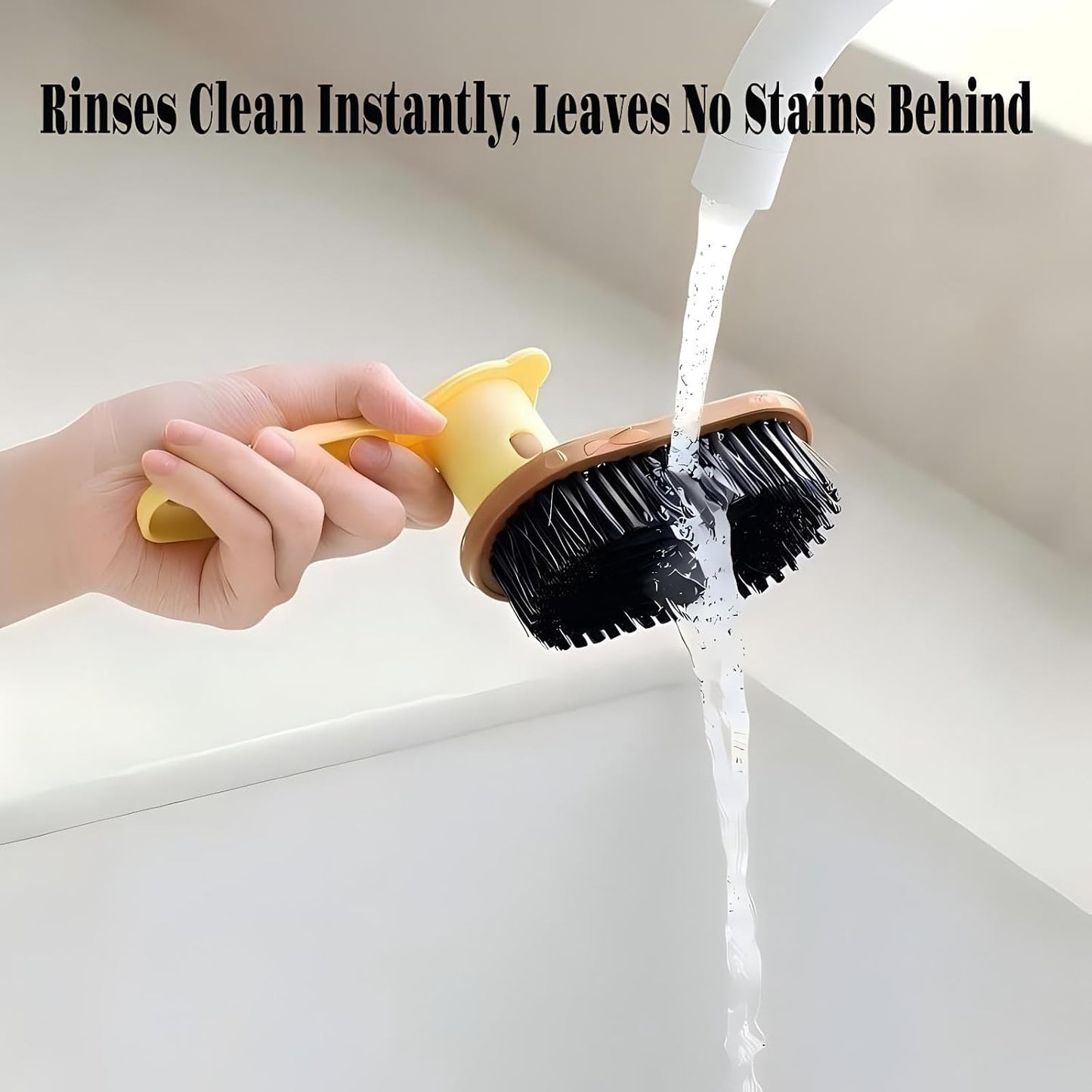 Little Bear Rotating Multi Functional Laundry Brush,Extended Bristle Cleaning Brush for Clothes, Carpet,Shoes, Etc(Khaki)