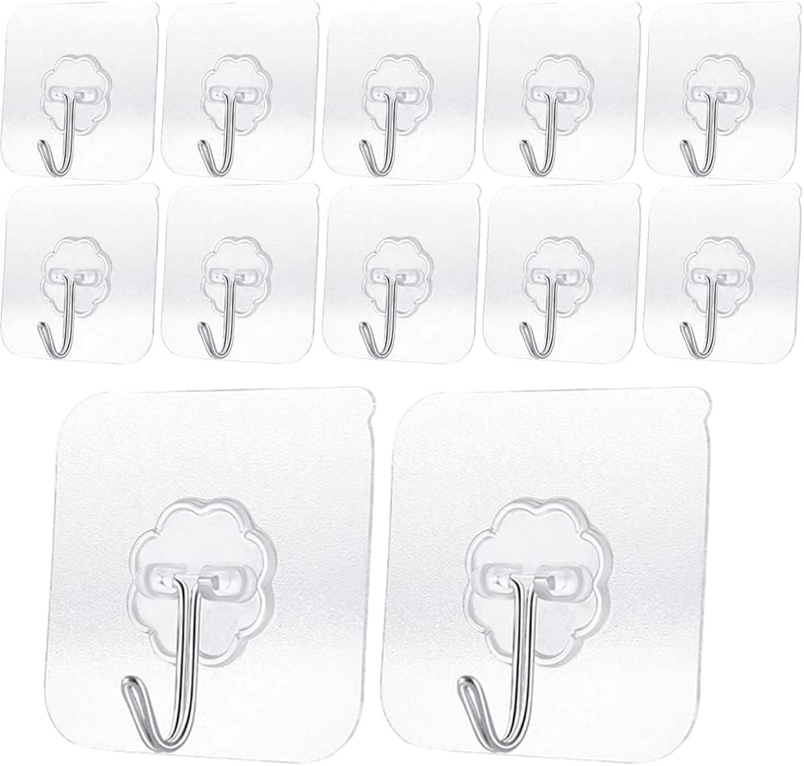 Heavy Duty Adhesive Hooks 33 lb(Max) 15KG,Waterproof and Oilproof Reusable Seamless Hooks Heavy Duty Wall Hook for Kitchen Bathroom Office 24 Pack