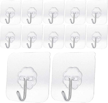 Heavy Duty Adhesive Hooks 33 lb(Max) 15KG,Waterproof and Oilproof Reusable Seamless Hooks Heavy Duty Wall Hook for Kitchen Bathroom Office 24 Pack