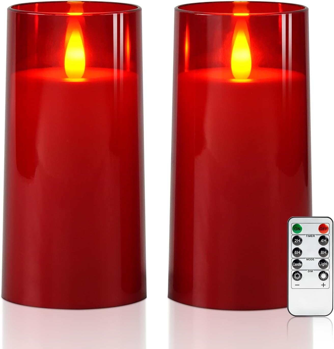Raycare Flameless Electronic Pillar Candles with Remote Control and Timer- Battery Operated Realistic Flickering LED Fake Candle for Home, Wedding, Valentine's Day, Decor,White,Set of 2(3"x6"6")