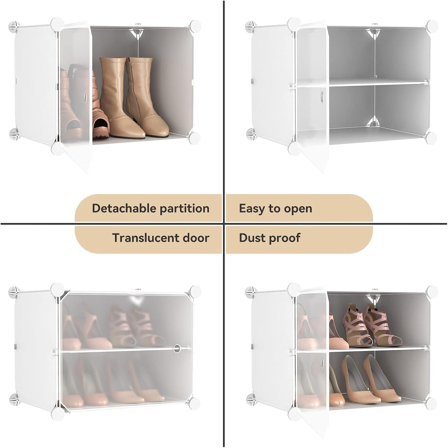 Portable Shoe Rack Organizer with Door, 96 Pairs Shoe Storage Cabinet Easy Assembly, Plastic Adjustable Shoe Storage Organizer Stackable Detachable Free Standing DIY Expandable 12 Tier Black