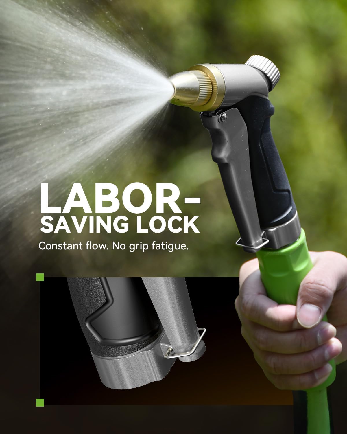 RAINPOINT Garden Hose Nozzle, 100% Heavy Duty Metal Hose Sprayer, High Pressure Water Hose Nozzle with Adjustable Spray Patterns and Flow Control for Watering Plants, Car Washing, Pet Washing, Gold