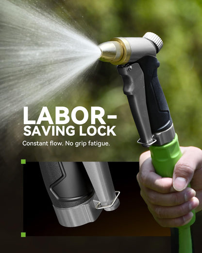 RAINPOINT Garden Hose Nozzle, 100% Heavy Duty Metal Hose Sprayer, High Pressure Water Hose Nozzle with Adjustable Spray Patterns and Flow Control for Watering Plants, Car Washing, Pet Washing, Gold