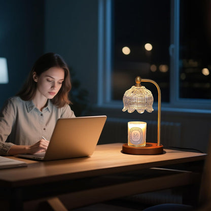 MEIXISUE Candle Warmer Lamp with Timer and Dimmer,Electric Gold Light Gifts for Women Melt Wax Warmer Lamp with 2 Bulbs for Candle Jars House Warming New Home Decor Bedroom