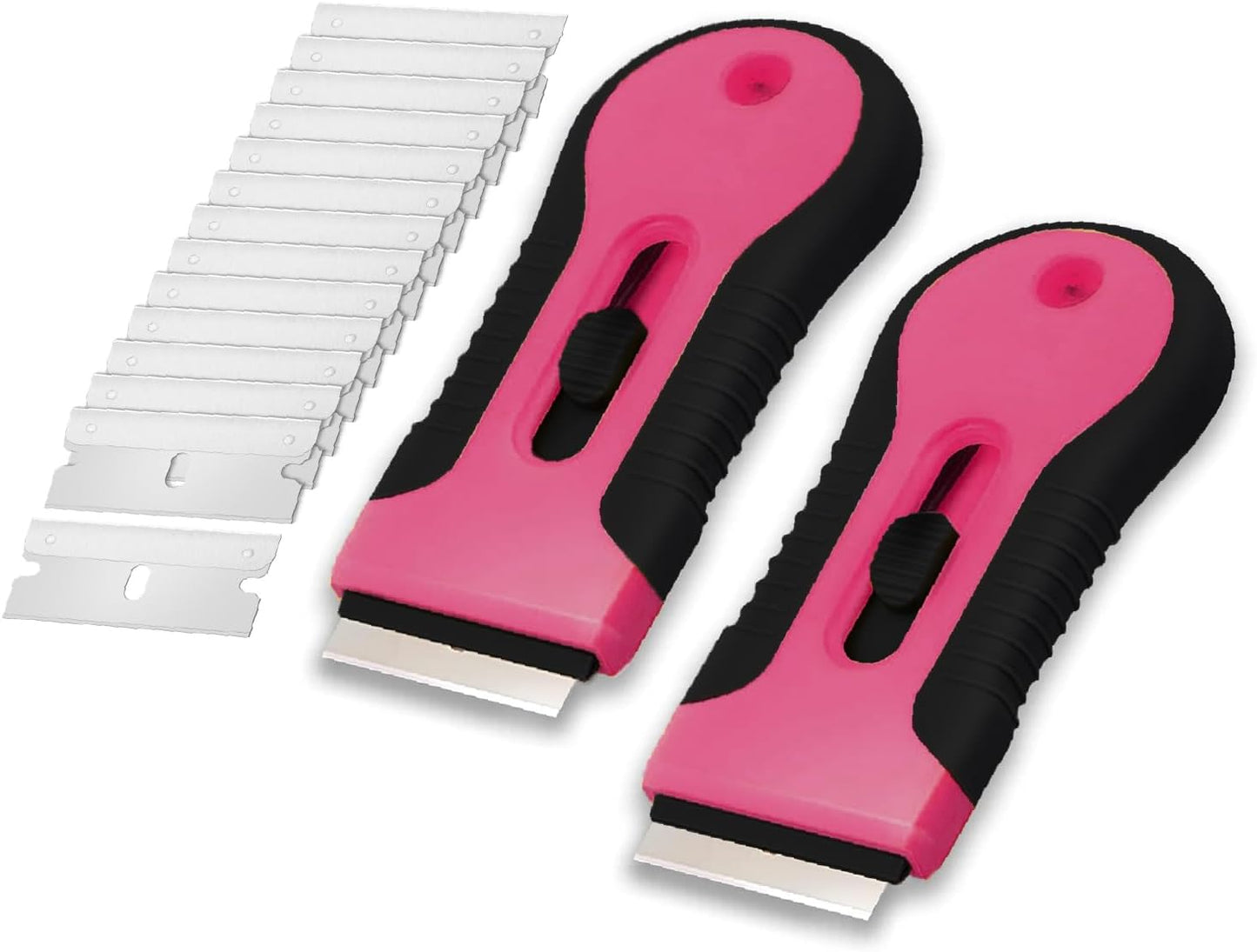 Bates- Razor Blade Scraper Tool, 2 Pack, 30 Extra Stainless Steel Blades, Anti-Slip Ergonomic Handle Design, Razor Scraper Set for Cleaning Window, Paint, Oven, Glass, Stove