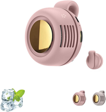 Portable Silent Bladeless Clip On Fan, Mini Fan With Clip, Rechargeable Personal Held Fans, Adjustable 3-Speed Suspended Waist Fans for Outdoor,Camping,Travel,Office (Pink)