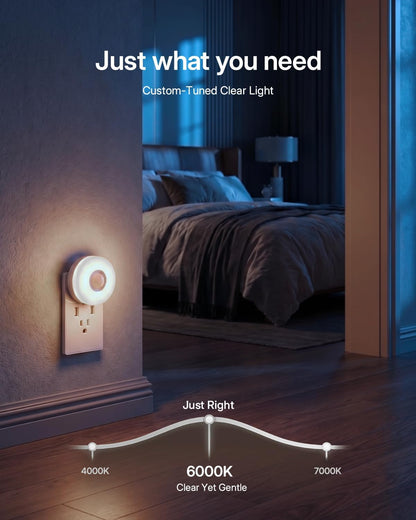 YELKO Motion Sensor Night Light - Plug-in 6000K Cool White Anti-Glare LED Nightlight, Ultra Bright Cozy Soft Glow Not Dazzling for Hallway, Stairs, Garage, Bedroom, Bathroom, Garage, Kitchen, 2 Pack