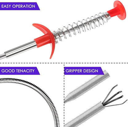 Drain Snake,76 inch Flexible Grabber Claw Pick Up Reacher Tool,Drain Clog Remover - Gutter Cleaning Tools for Home Sink, Bathroom Tub,Drain, Toilet, Tight Spaces